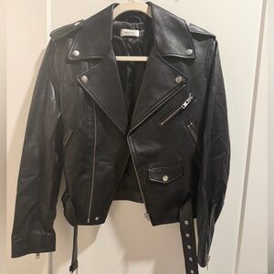 Classic Black Leather Moto Jacket